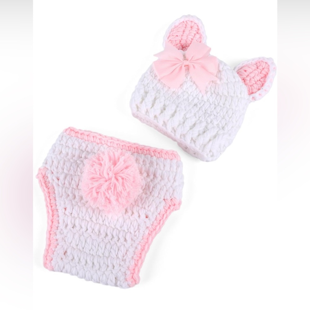 Accessories for 17-20 Inch Baby Dolls , Bunny Hat and Diaper